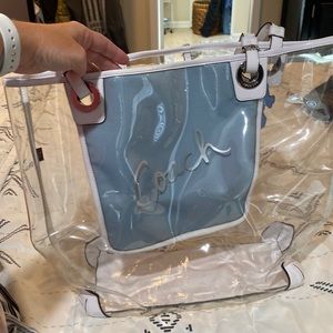 Coach beach bag- clear, white, and blue